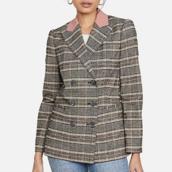 Rebecca Taylor Plaid Double-Breasted Jacket Size 6 / P2P 19 - Picture 14 of 14